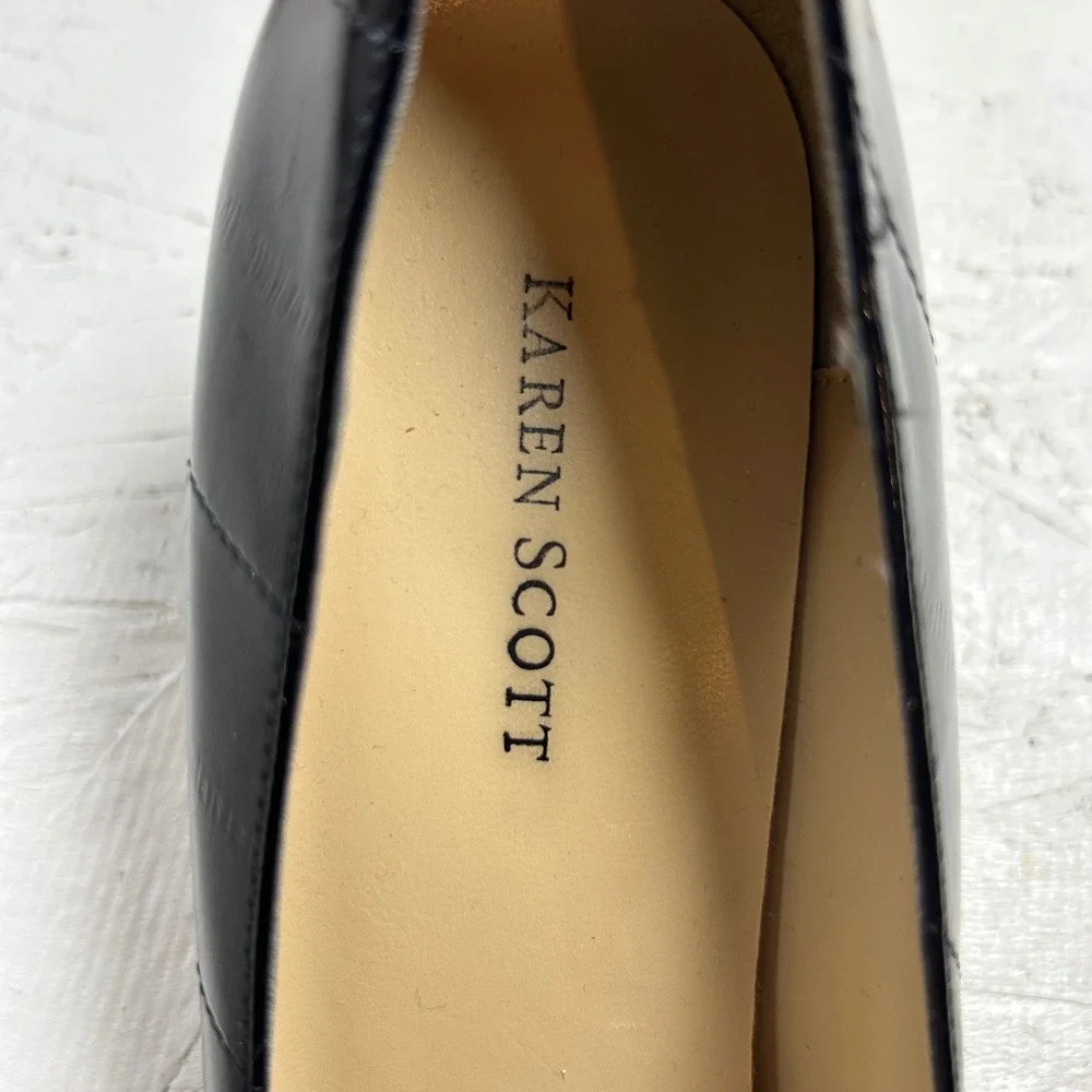 Karen Scott Black Patent Leather Pointed Toe Stiletto Heels Pumps Women Size 8M‎